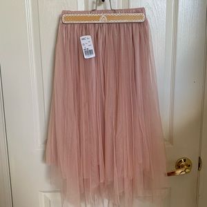 F21 blush tulle midi skirt